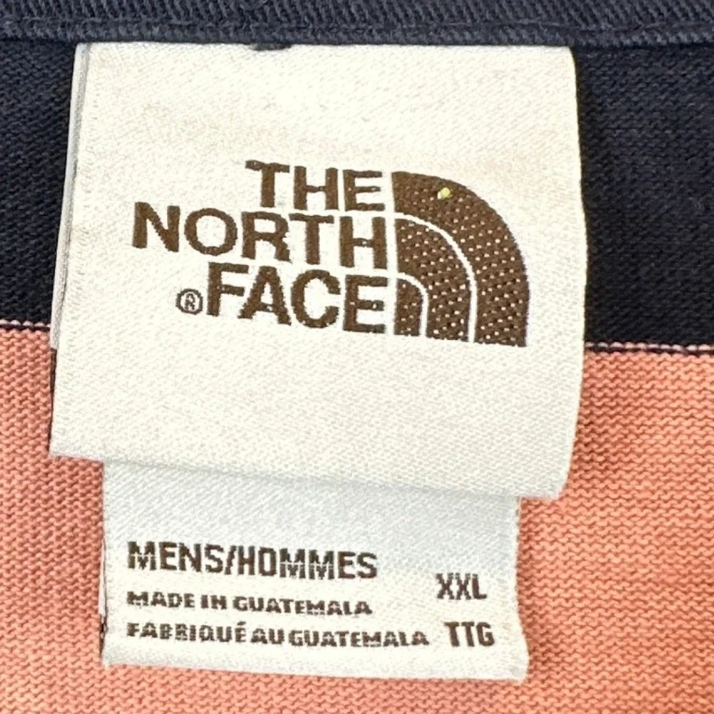 The North Face Rugby Shirt Mens 2XL Navy Pink Striped Polo Long Sleeve Casual